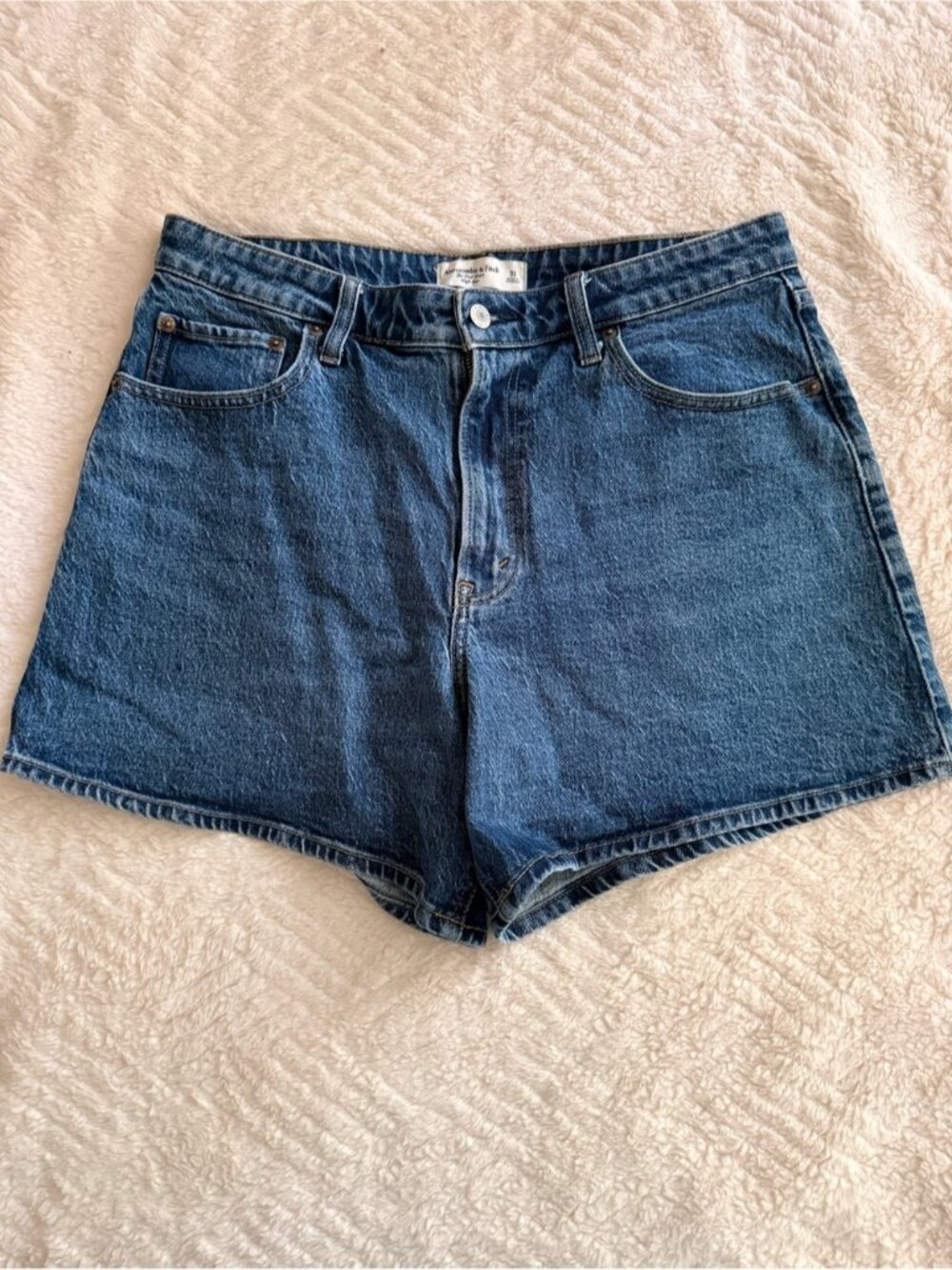 Abercrombie & Fitch Dark Blue Denim High-Rise Shorts